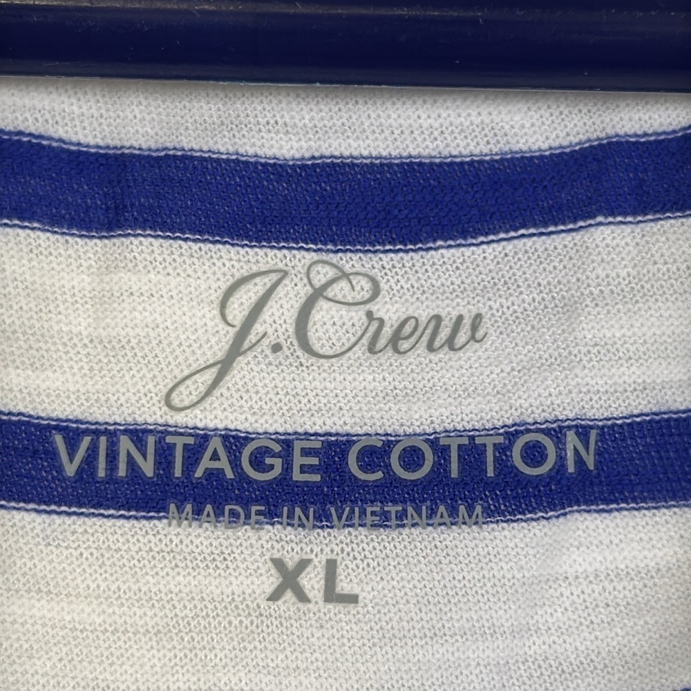 J Crew White Blue V-Neck Vintage Cotton Shirt Size XL EUC #1573 - Picture 4 of 4